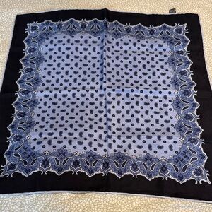 Blue and Black Paisley Silk Bandana